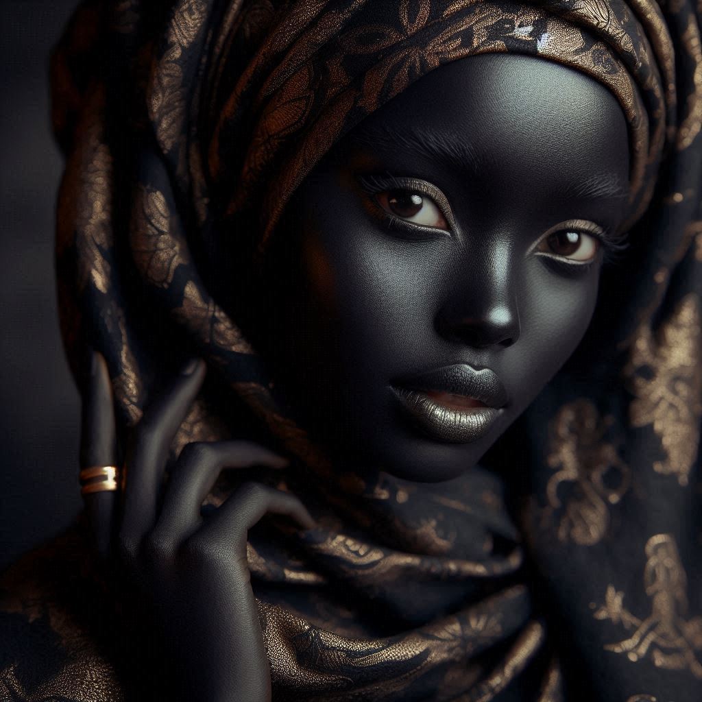Afrocentric fantasy beauty portrait with regal styling