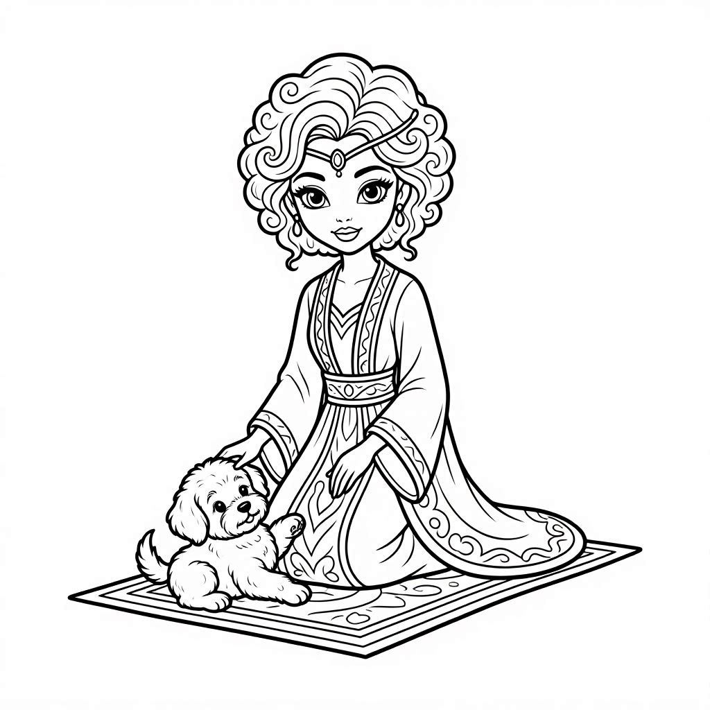 happy princess coloring page