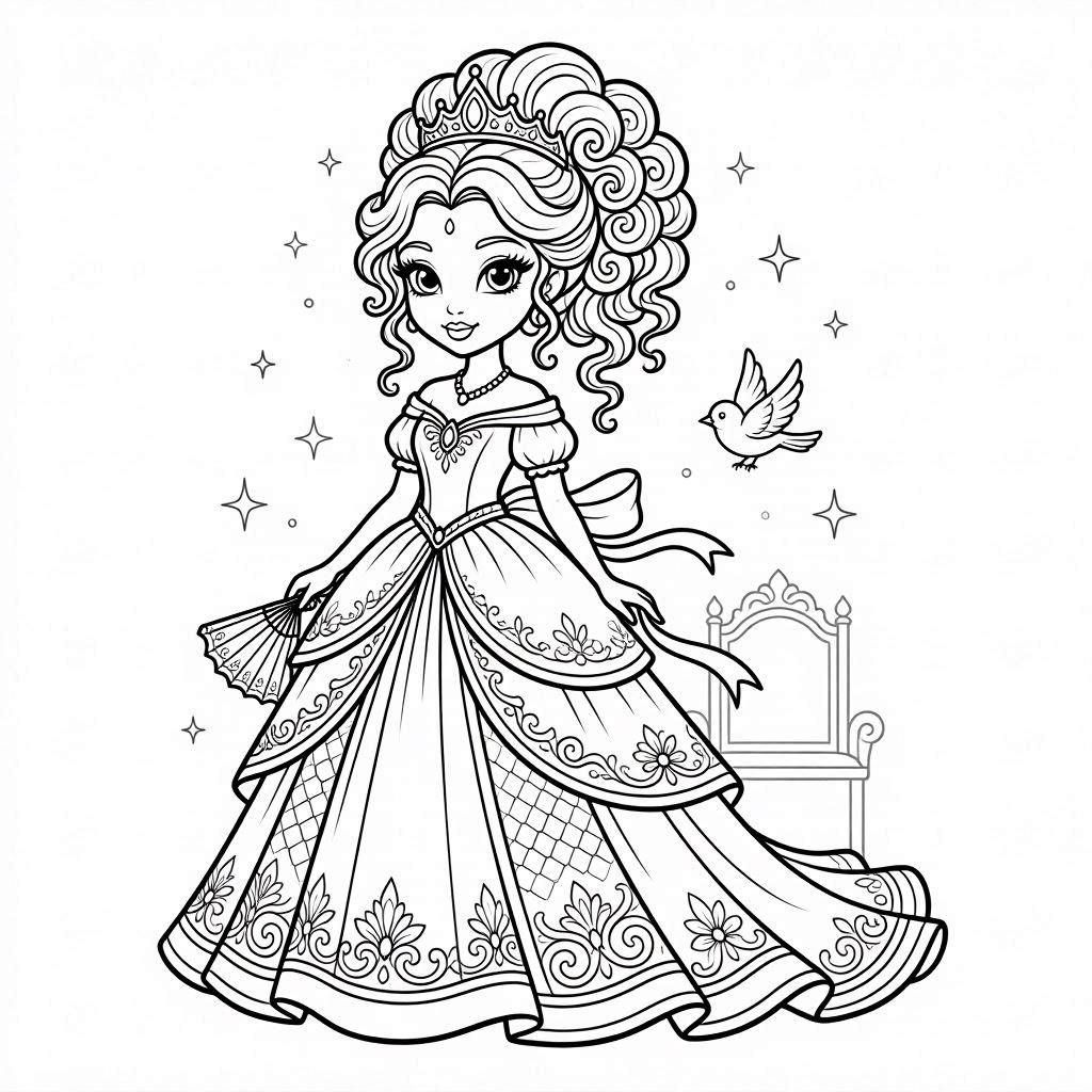 fantasy princess page to color
