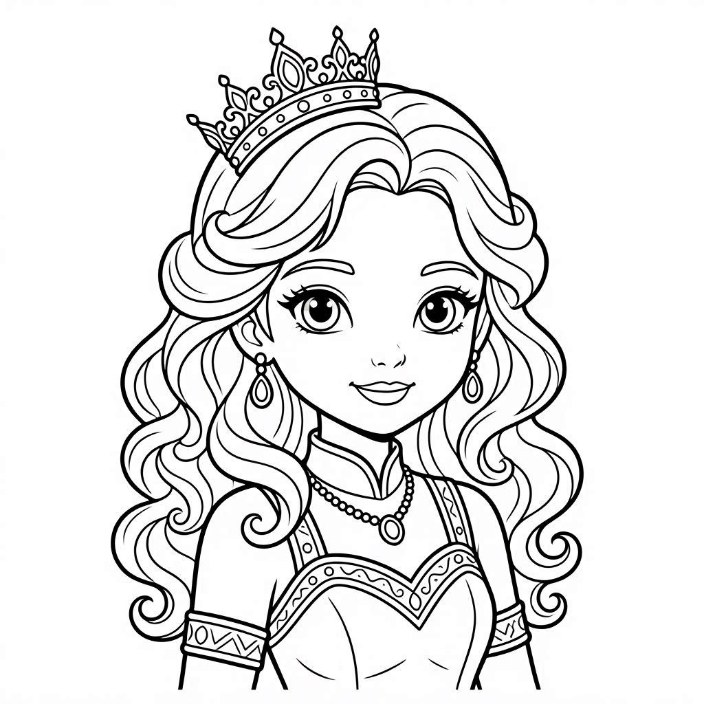 princess jewelry crown colouring sheet