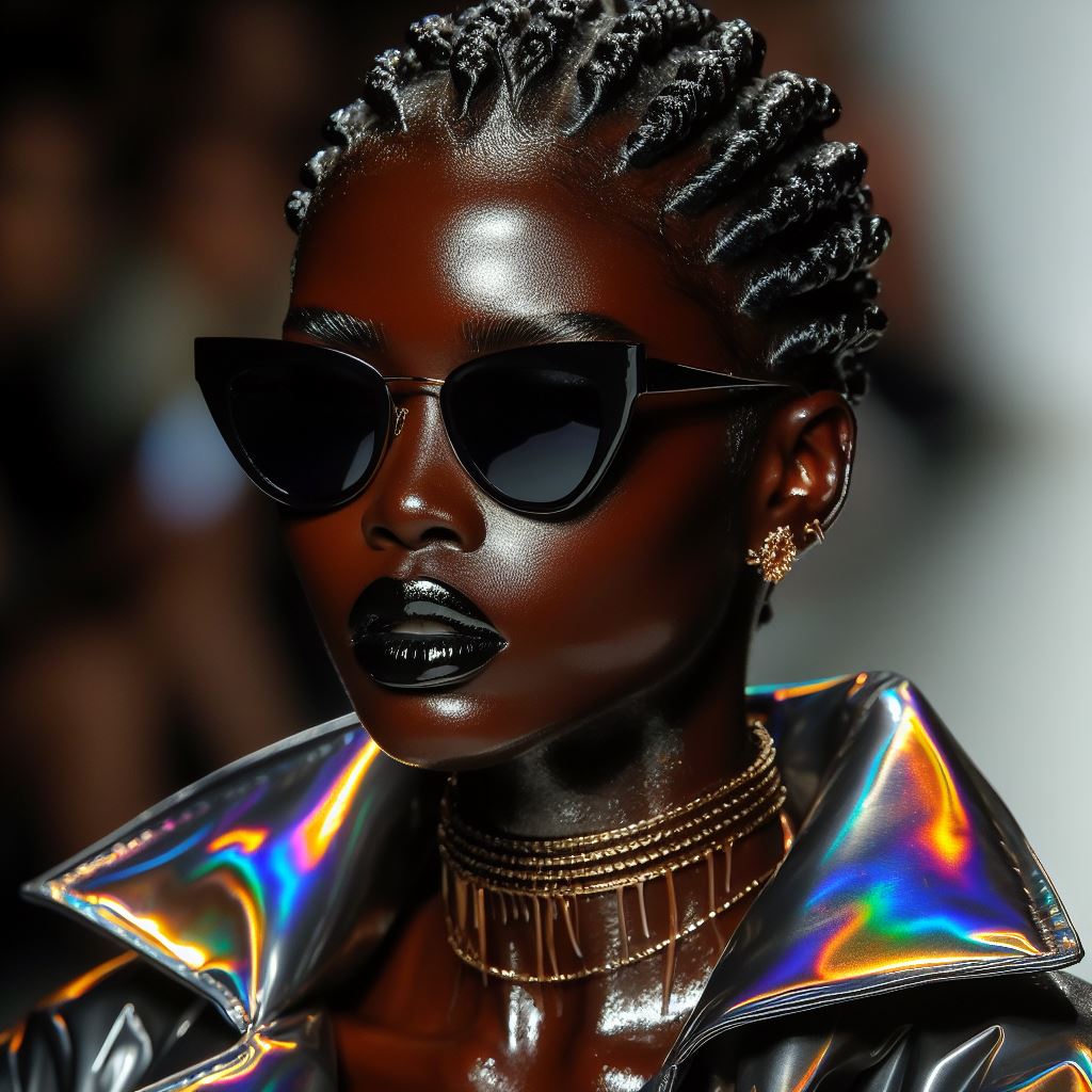 Queen of the runway with cornrows