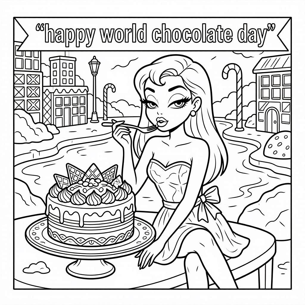 Printable chocolate coloring page for kids and adults
