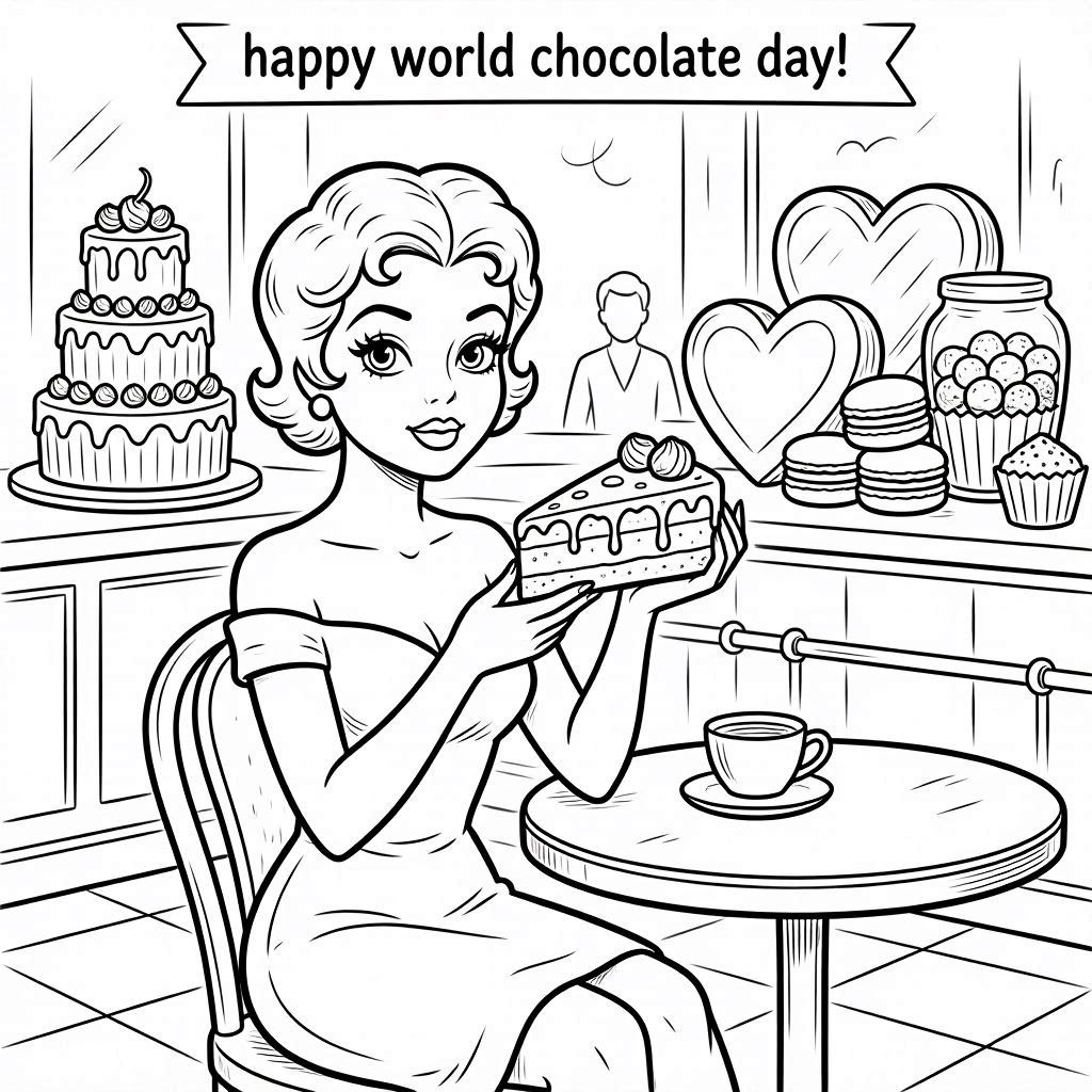 Free Chocolate Day cafe coloring sheet
