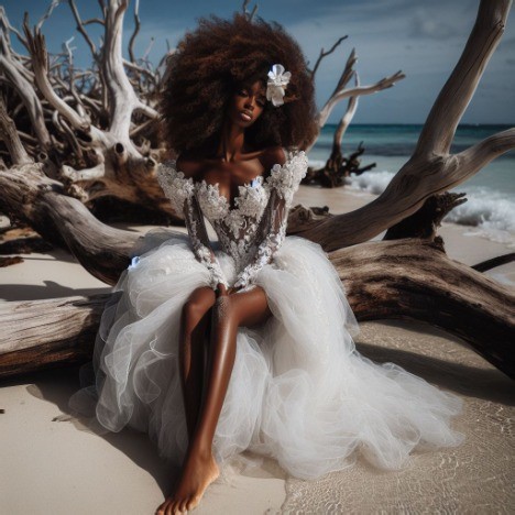 fantasy woman wearing ocean-inspired couture