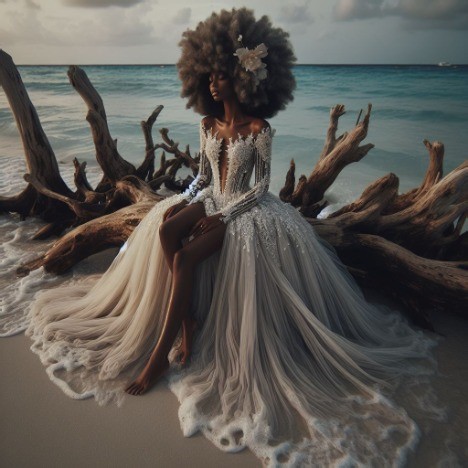sitting in the morning sun inspired tropical gown