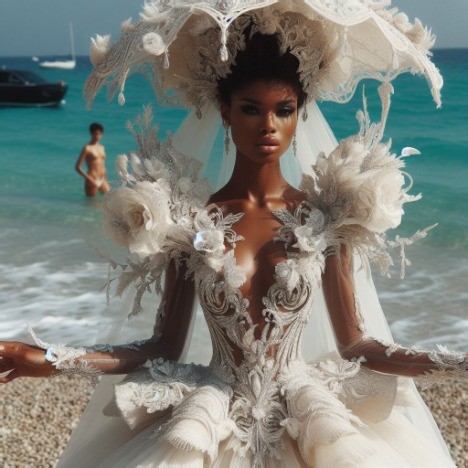 fantasy editorial gown at the oceanfront