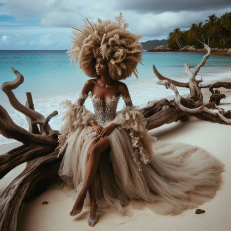 fantasy couture featuring a beachy themed gown 