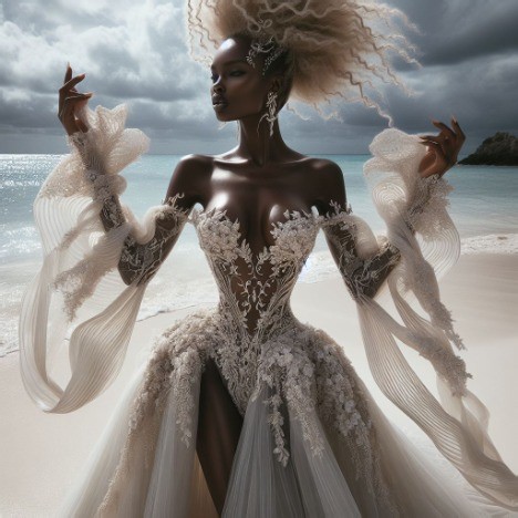 seaside fantasy queen in coastal couture
